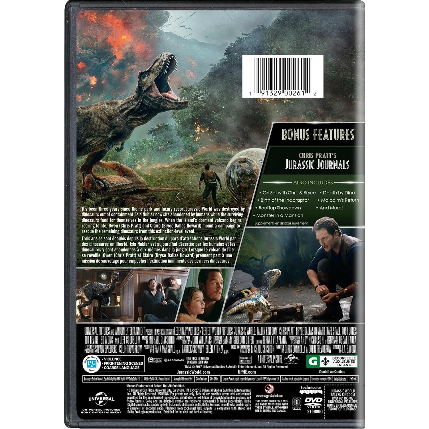 Jurassic World: Reino Caído - DVD con Audio Español e Inglés