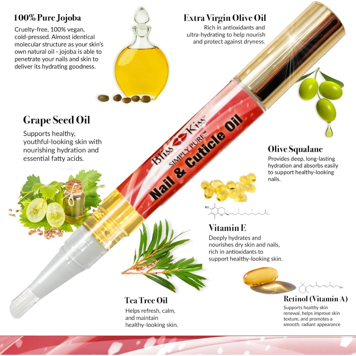 Bliss Kiss Aceite para Cutículas y Uñas 12.7cm Bastón de Caramelo