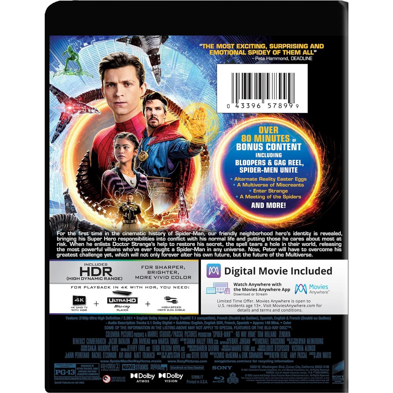 Spider-Man: No Way Home Blu-ray 4K UHD - Sony Pictures