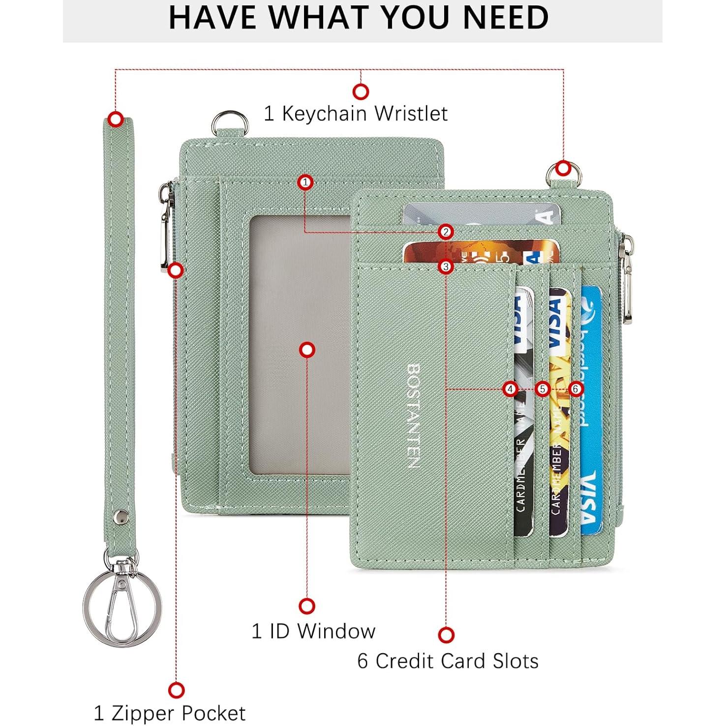Cartera Pequeña BOSTANTEN de Cuero RFID Verde Claro