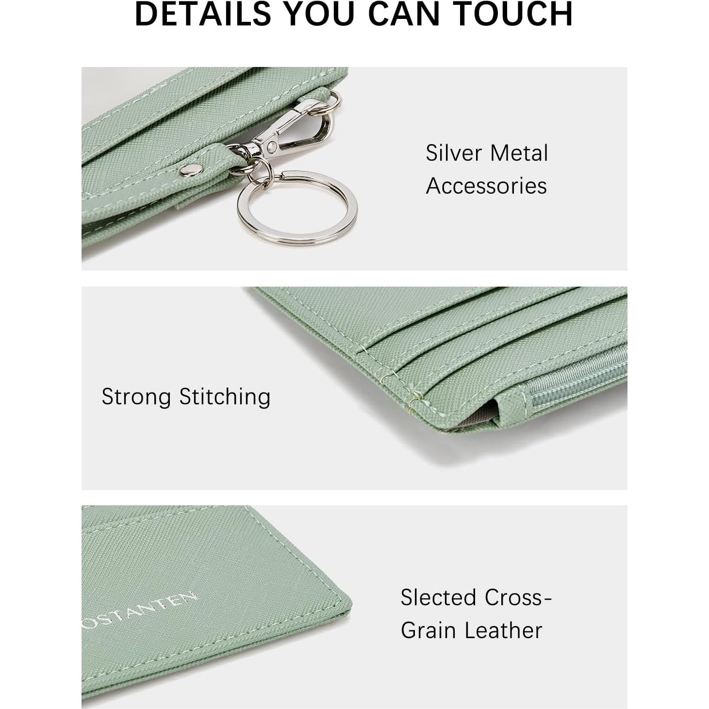 Cartera Pequeña BOSTANTEN de Cuero RFID Verde Claro