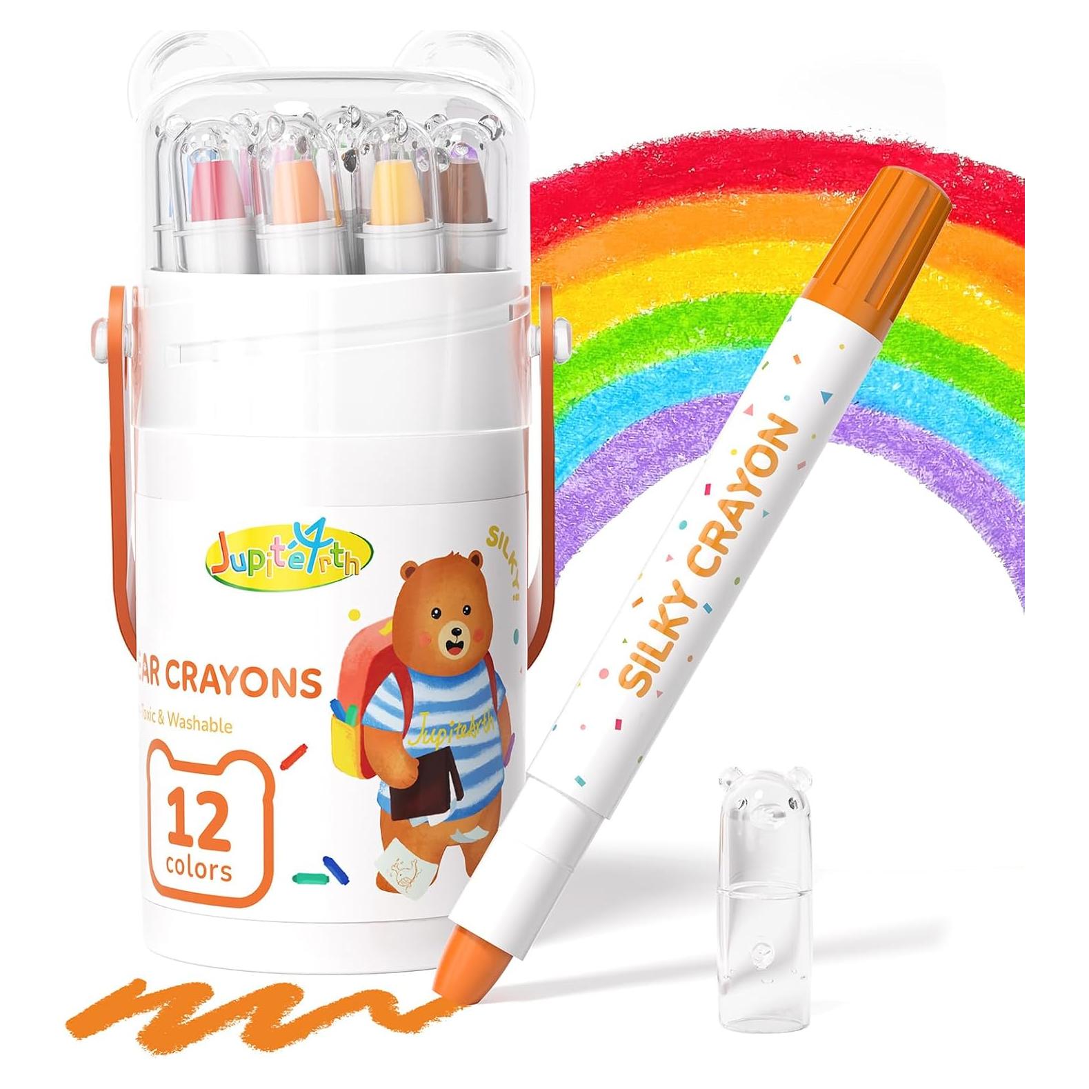 Crayones JUPITEARTH 12 Colores Lavables No Tóxicos para Niños
