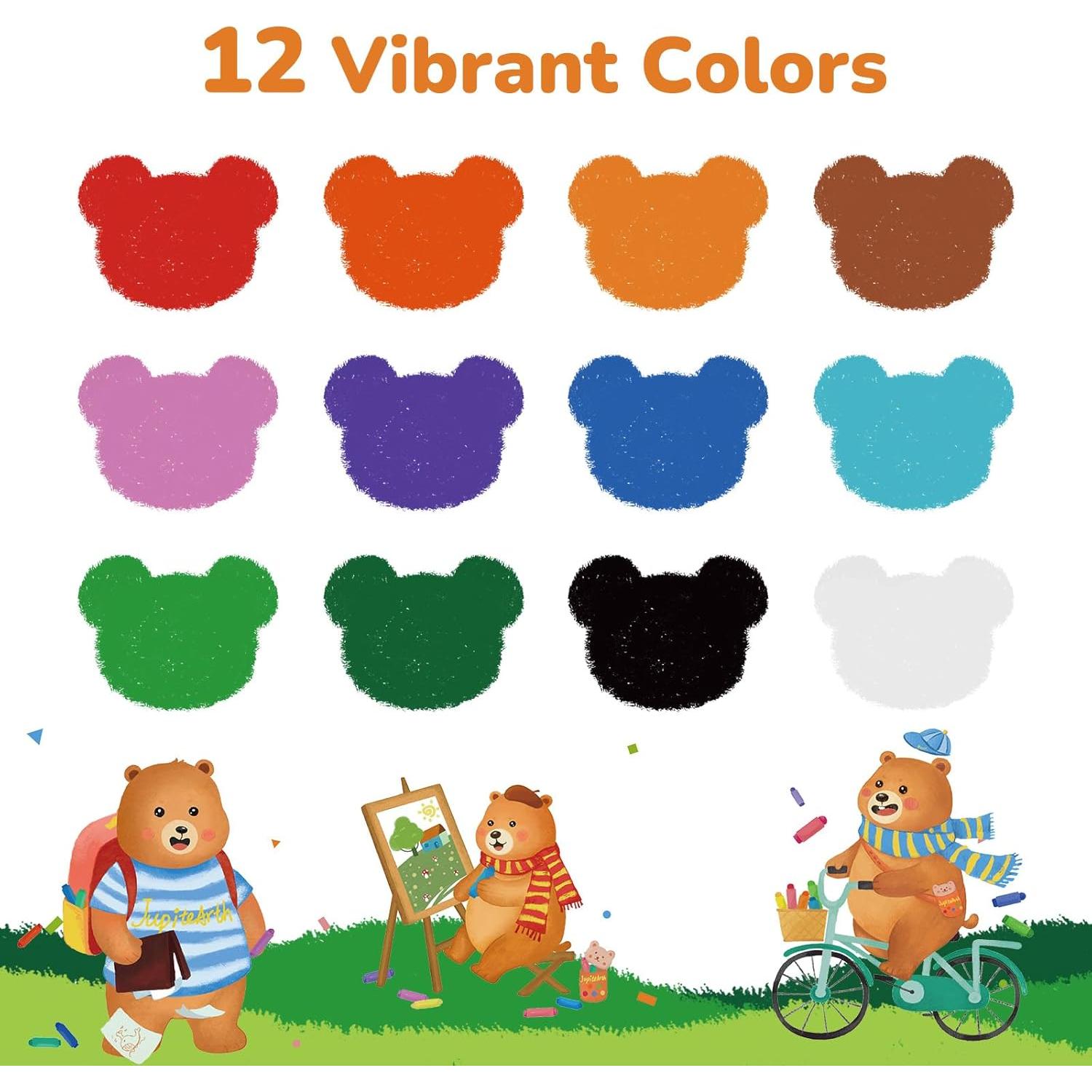 Crayones JUPITEARTH 12 Colores Lavables No Tóxicos para Niños