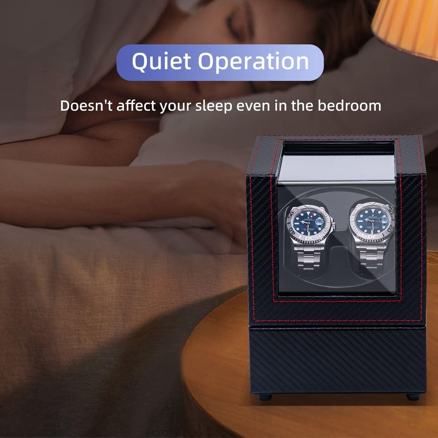 Winder Doble para Relojes Mcbazel con Motor Silencioso - Cuero Negro