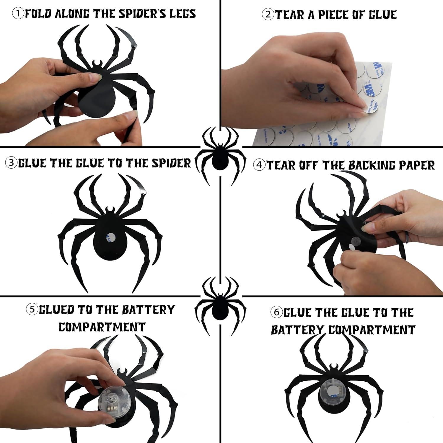 Decoraciones de Halloween Dazzle Bright 36 Pcs Arañas 3D PVC