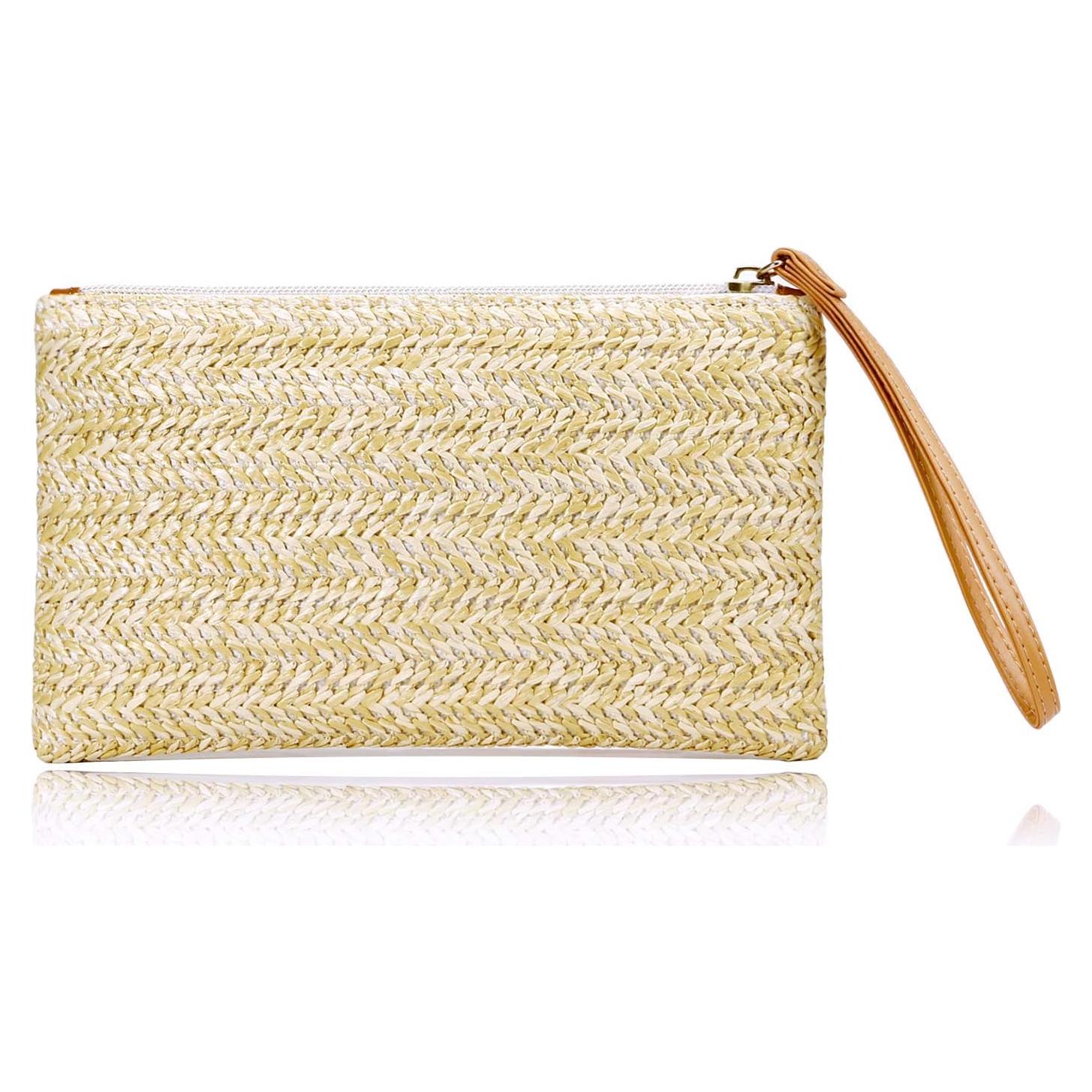 Bolsa de Mano de Paja COOKOOKY Beige para Mujeres Verano