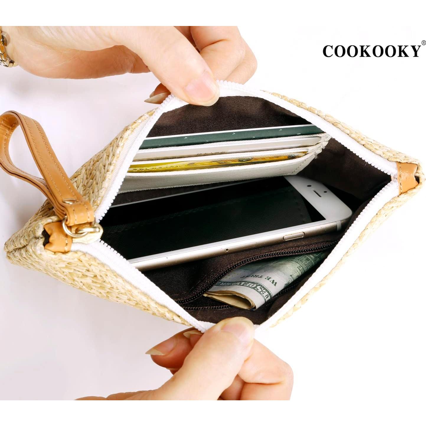 Bolsa de Mano de Paja COOKOOKY Beige para Mujeres Verano