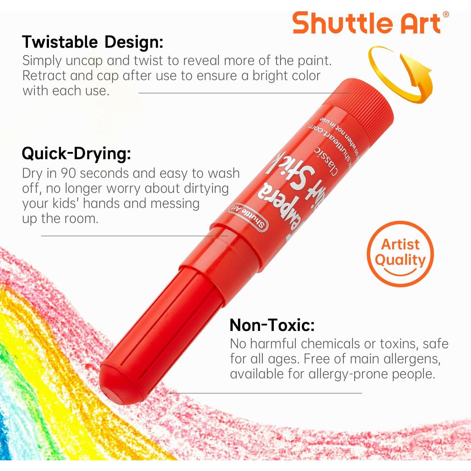 Barras de Pintura Tempera Shuttle Art 30 Colores + Bloc Dibujo