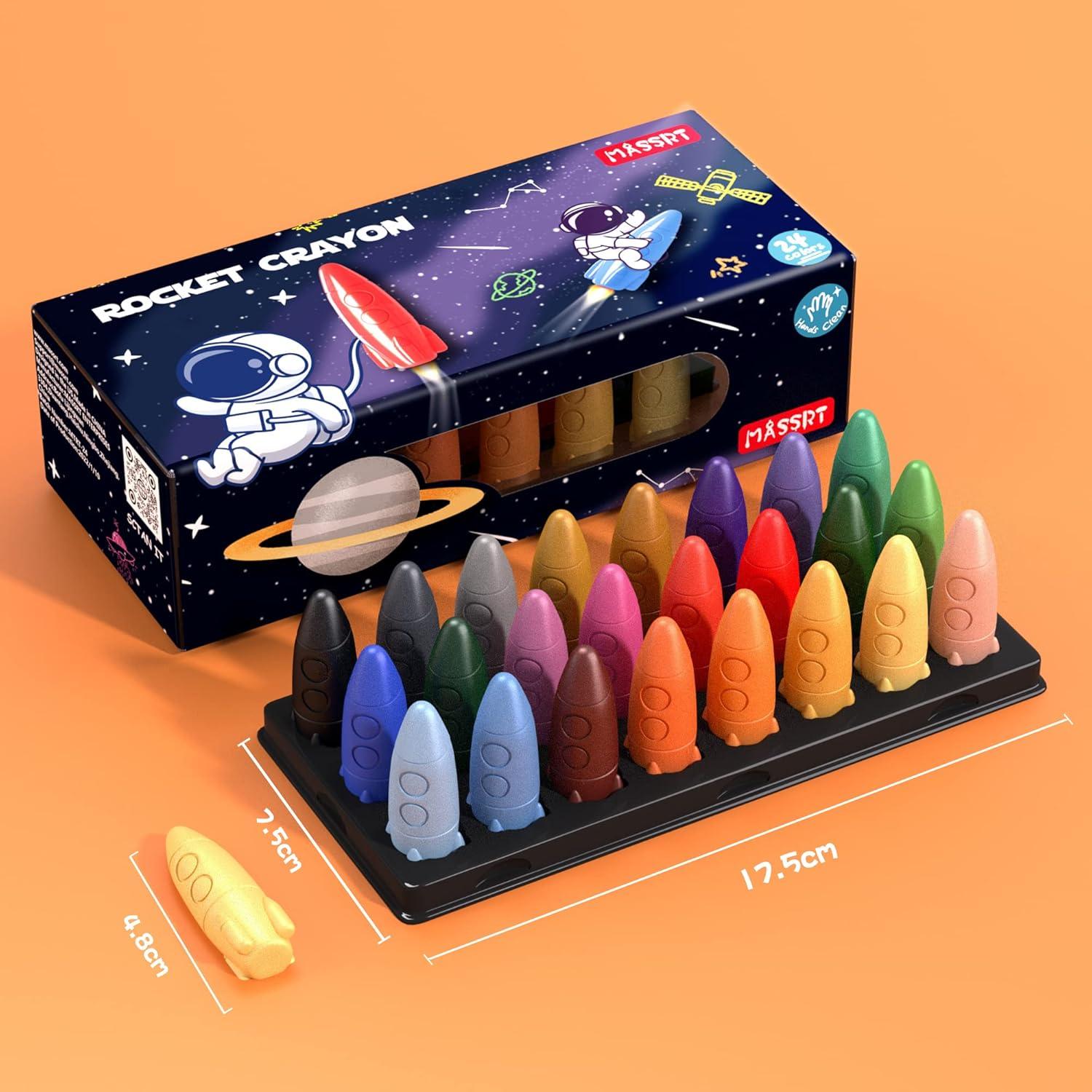 Crayones Espaciales MASSRT 24 Colores No Tóxicos para Niños