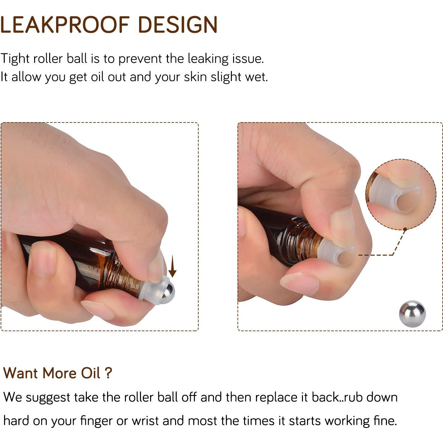 12 Botellas de Aceite Esencial Reutilizables PrettyCare 10 ml Ámbar