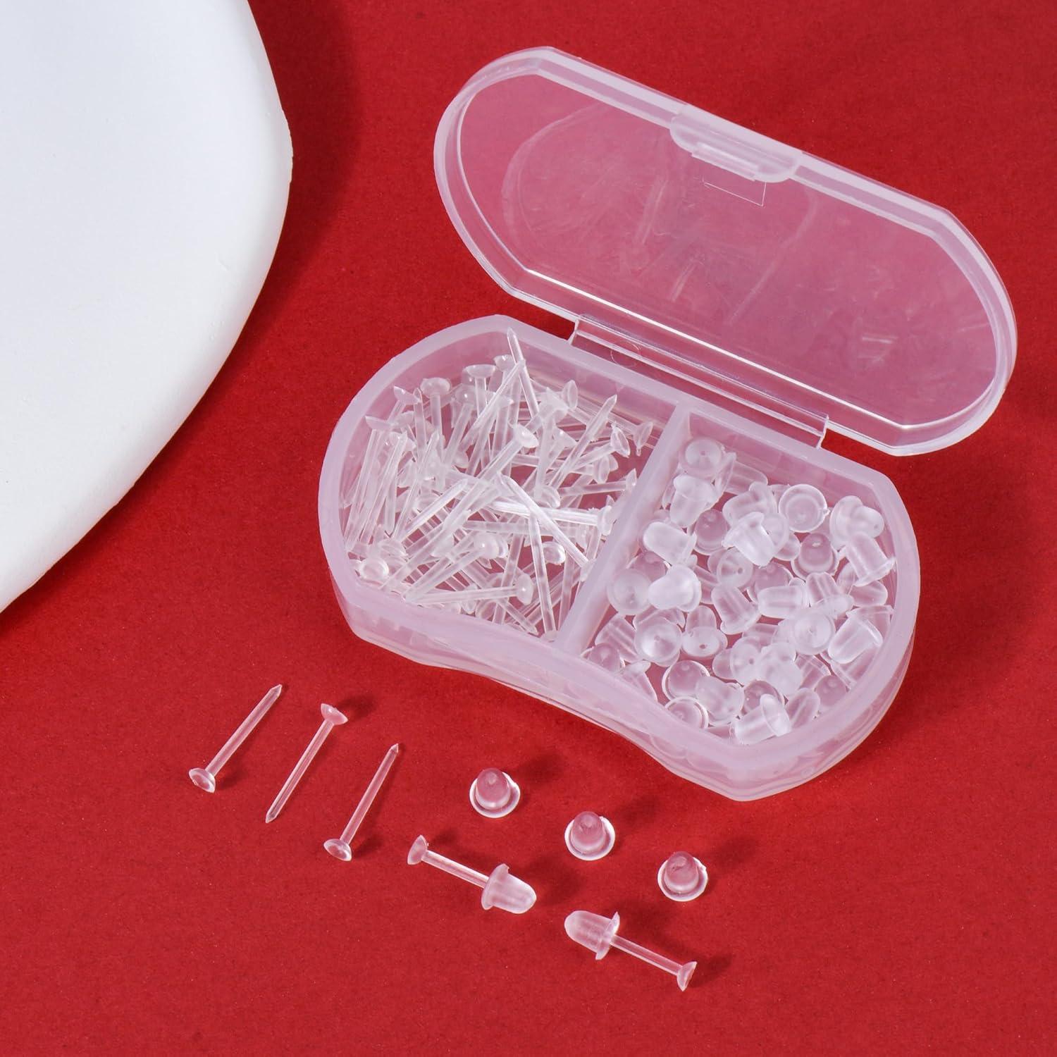 Pendientes de Stud Transparentes DSOMHZ - Paquete de 100 Piezas