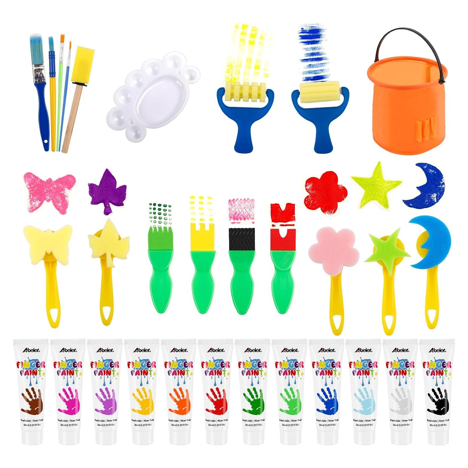 Kit de Pintura Lavable ABEIER 12 Colores para Niños