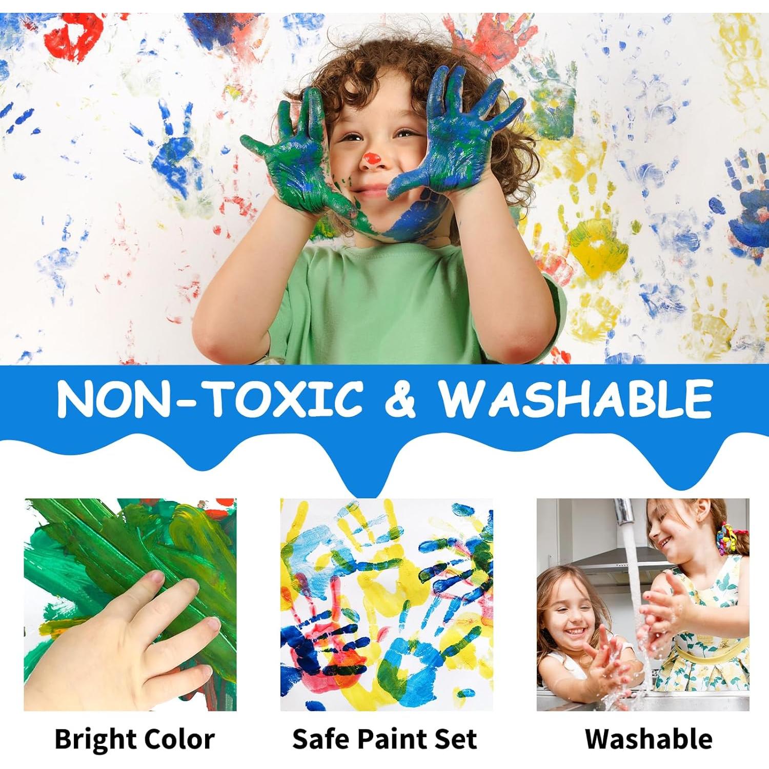 Kit de Pintura Lavable ABEIER 12 Colores para Niños