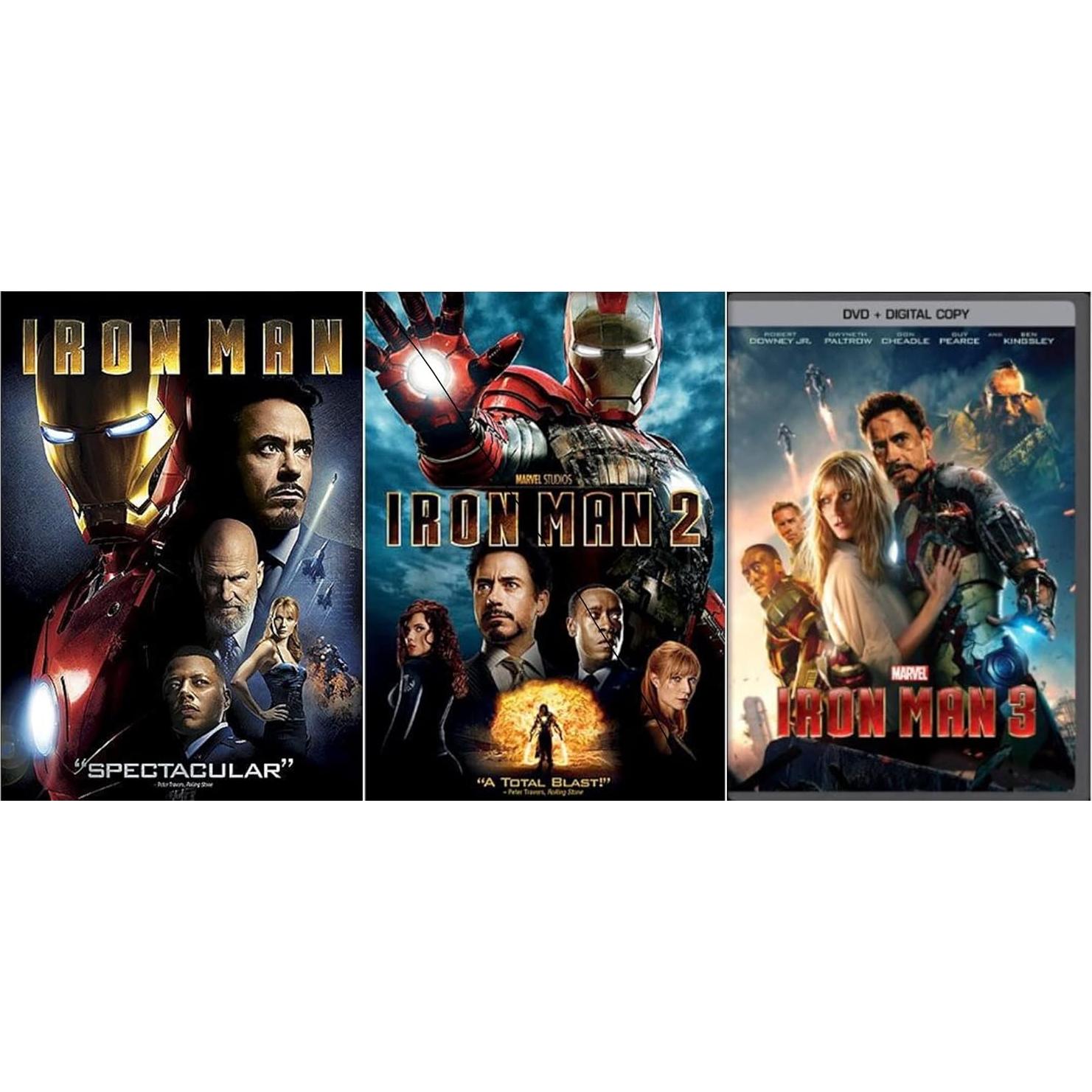 Conjunto de Películas Iron Man 1 2 3 en DVD Marvel