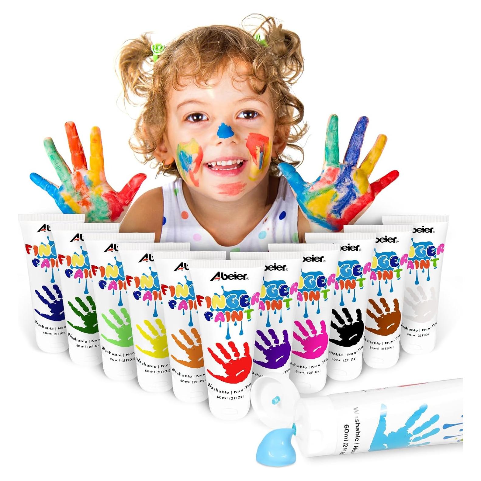 Pintura de Dedos ABEIER 12 Colores Lavables 60ml