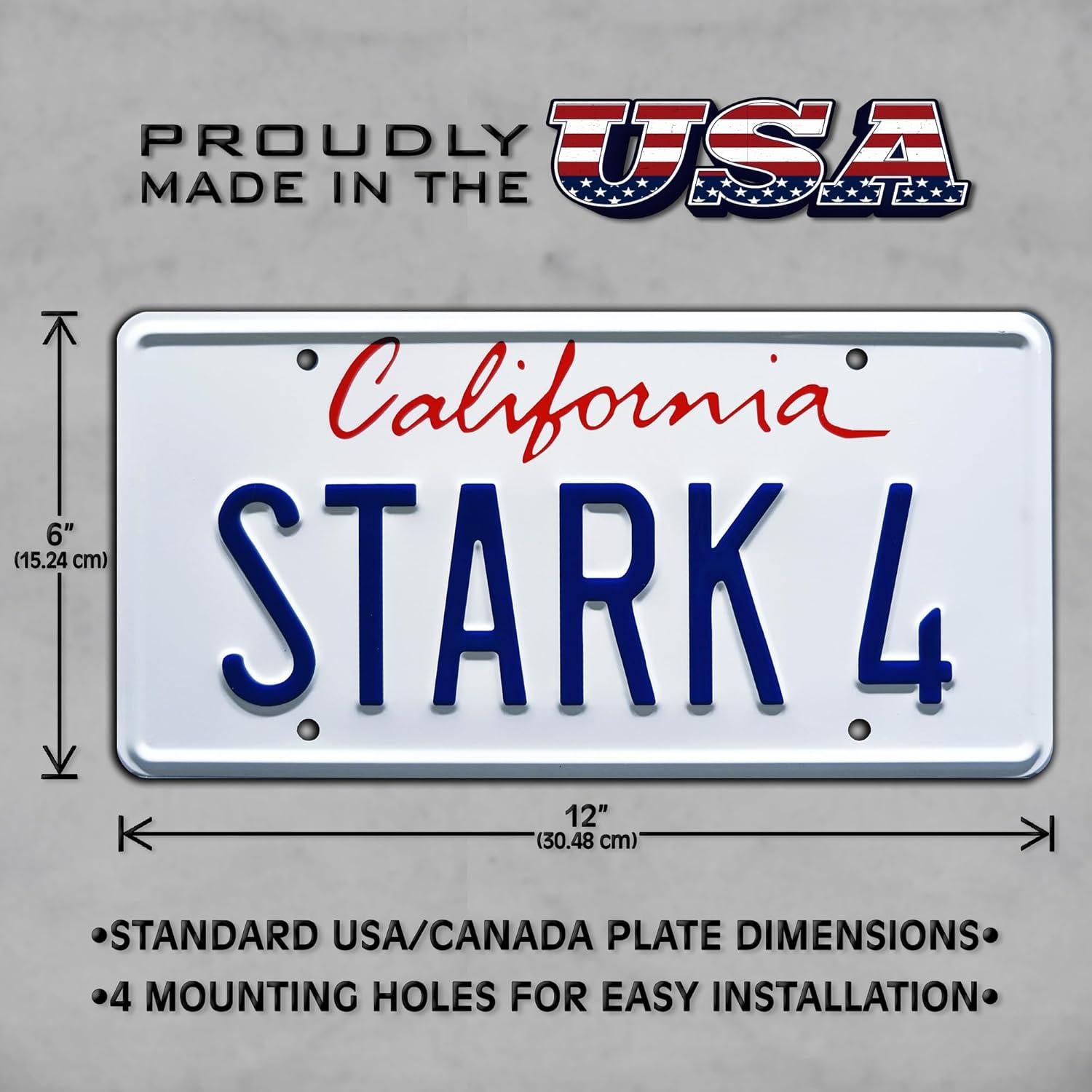 Placa de Licencia Metálica STARK 4 - Iron Man - 30.48x15.24 cm