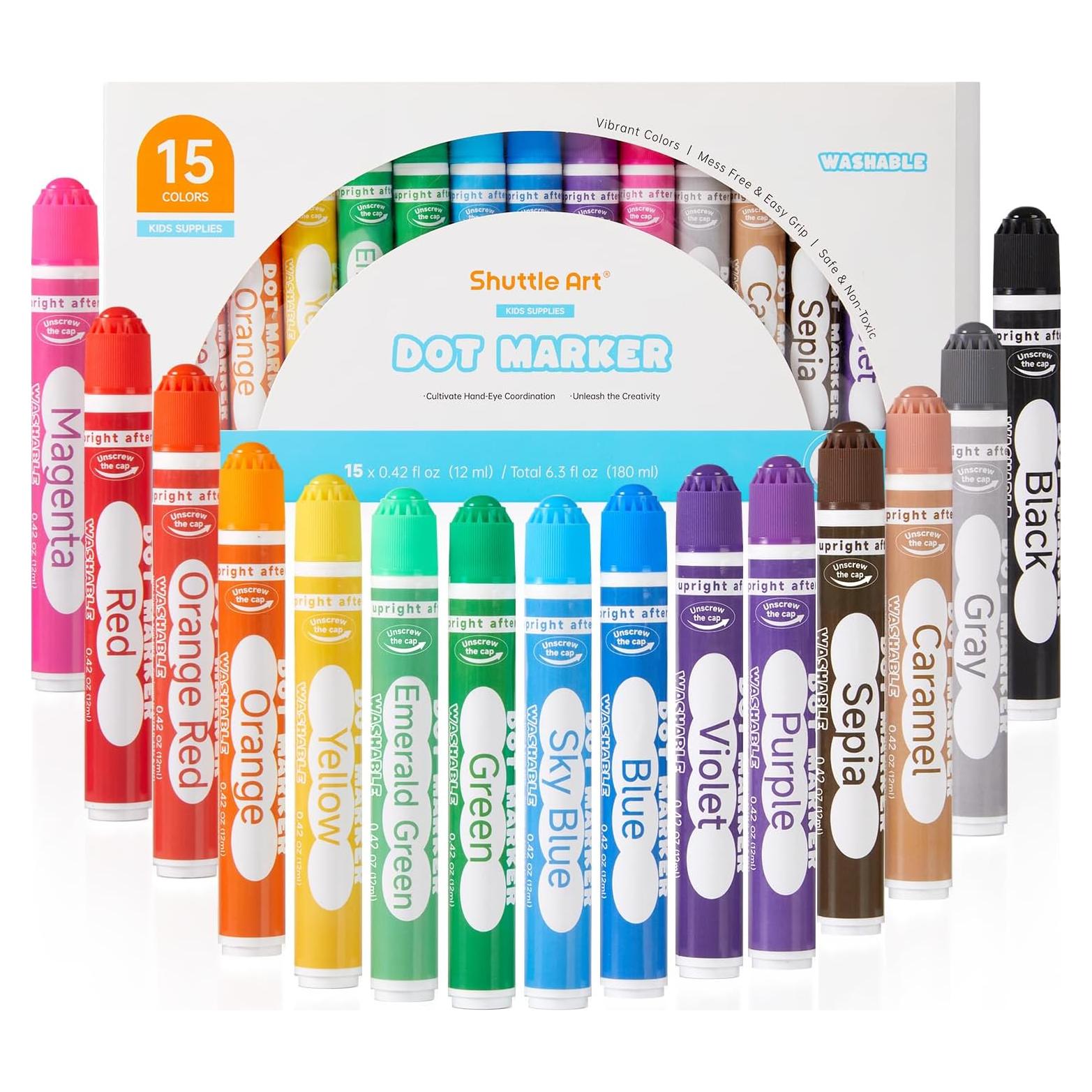 Marcadores de Puntos Shuttle Art 15 Colores Lavables Niños