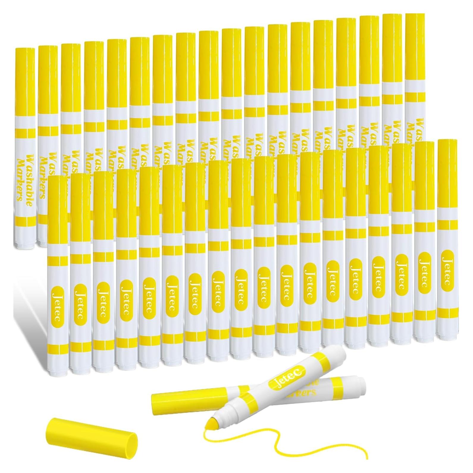 Marcadores Amarillos Lavables Janlaugh 36 Pcs Punta Cónica