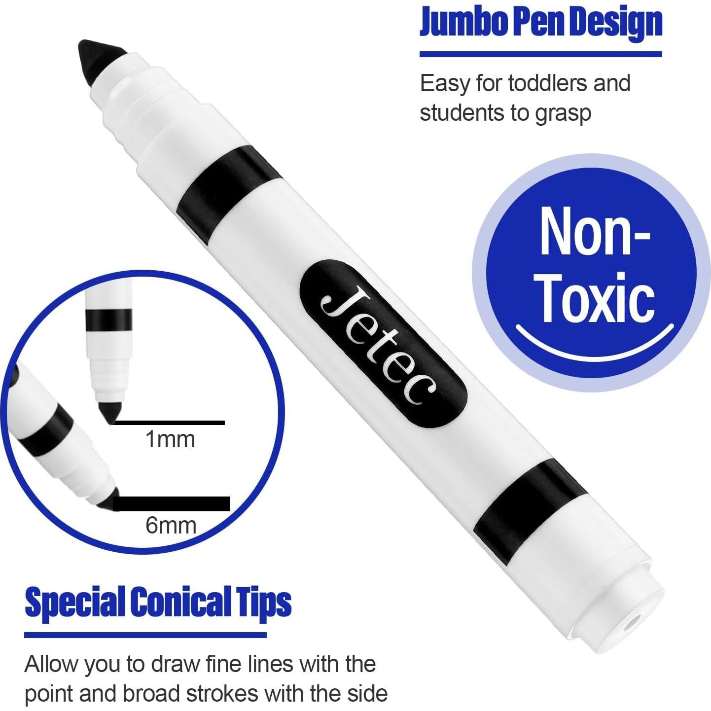 Marcadores Lavables Janlaugh 36 Pcs Punta Cónica Negra