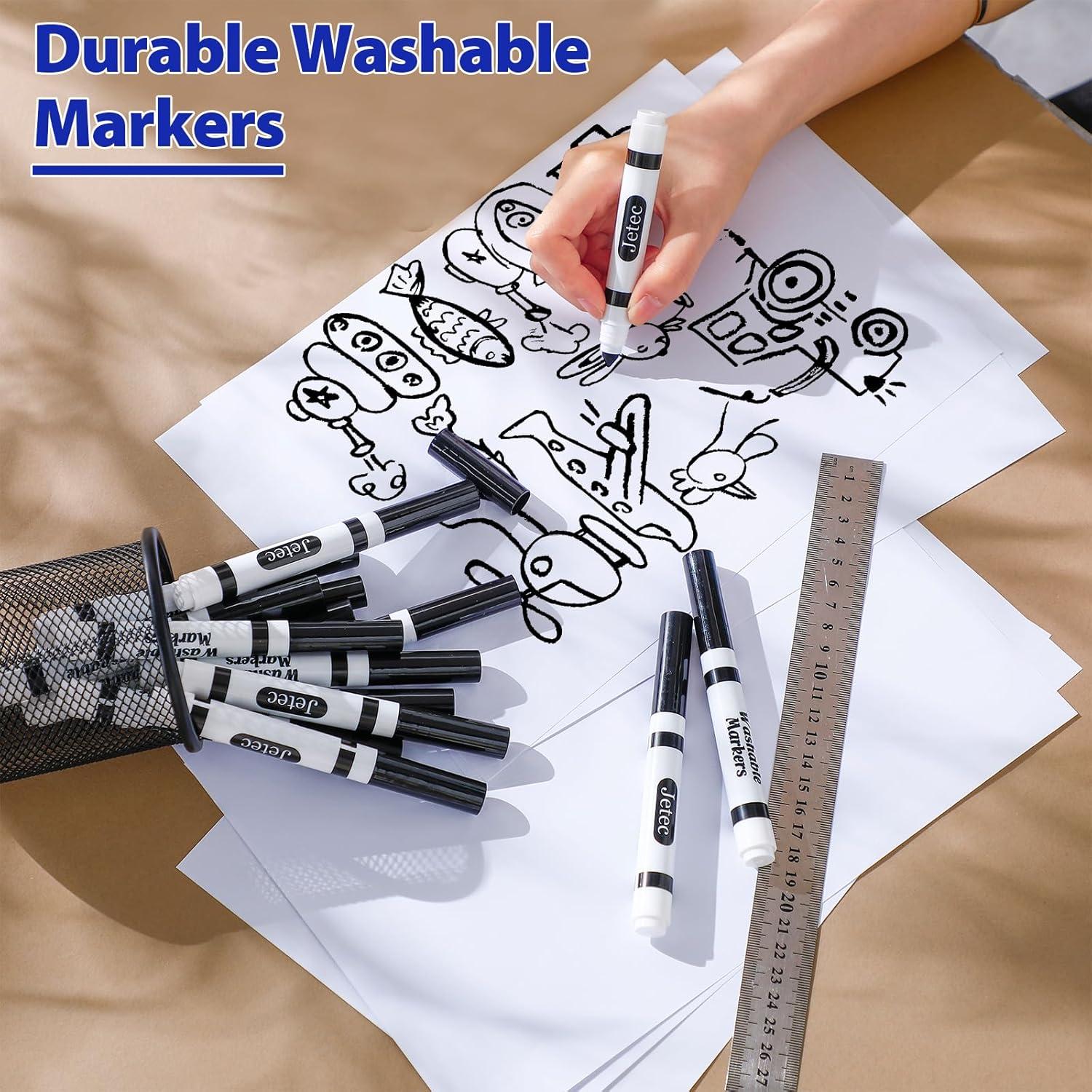 Marcadores Lavables Janlaugh 36 Pcs Punta Cónica Negra