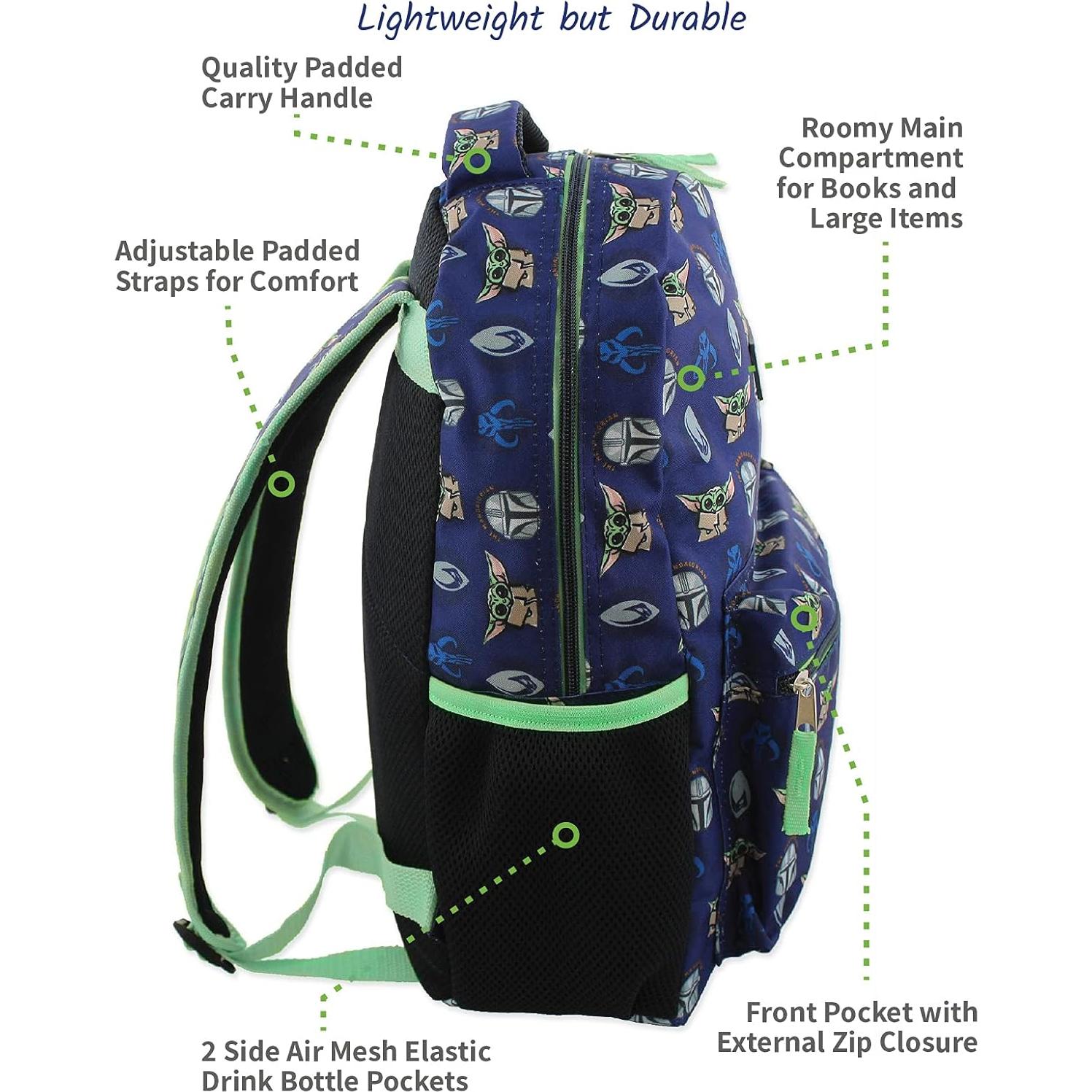 Mochila Escolar Star Wars Mandalorian 16" Azul Verde