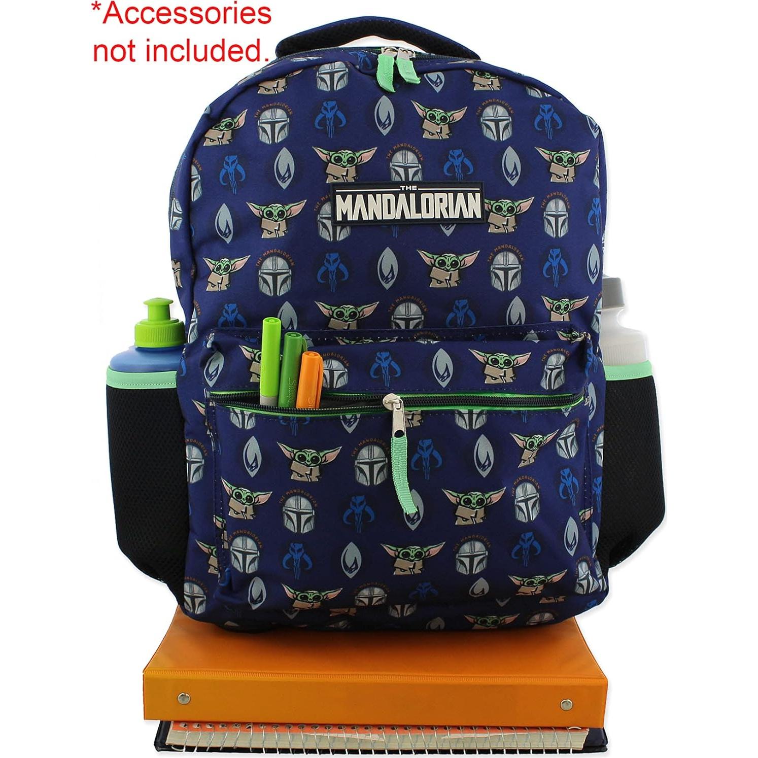 Mochila Escolar Star Wars Mandalorian 16" Azul Verde