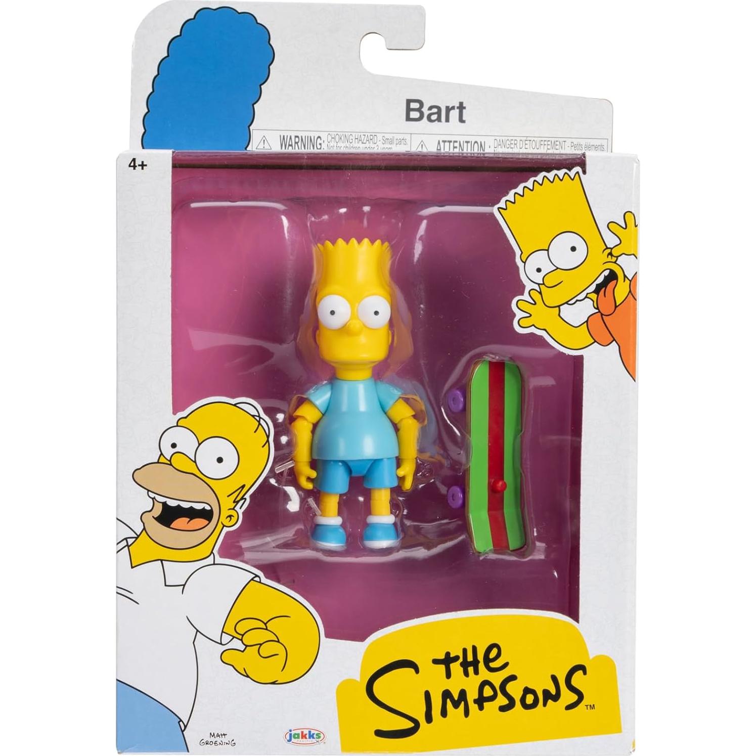 Figura de Acción Bart Simpson 9.5 cm JAKKS Pacific con Patineta