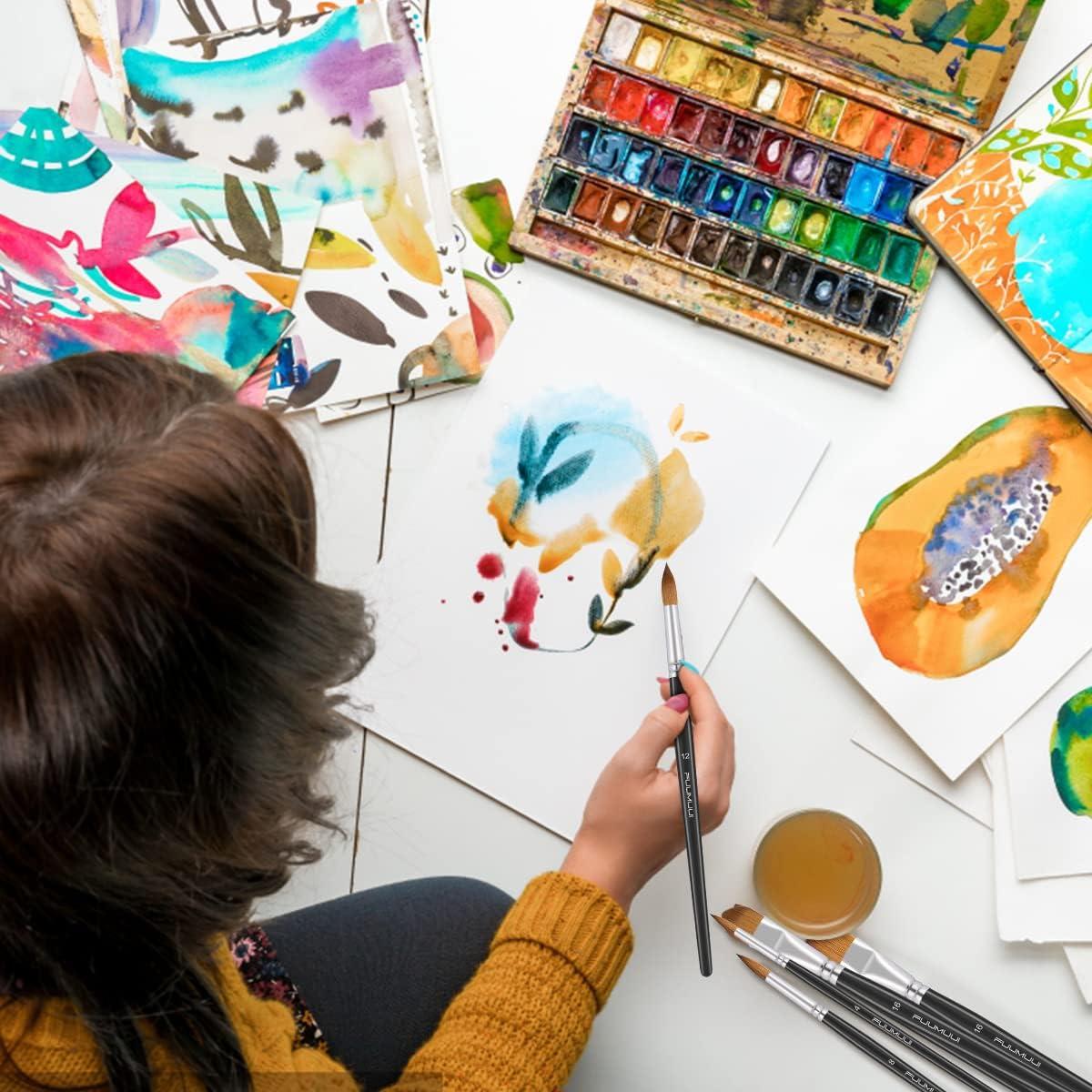 Juego de Pinceles de Acuarela Fuumuui 8Pcs Sable Kolinsky