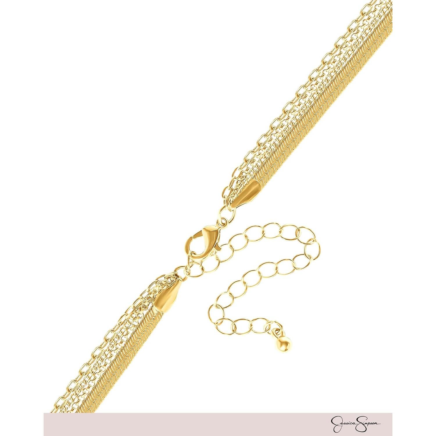 Collar en capas dorado Jessica Simpson con mariposa y cruz 35.56-50.8 cm