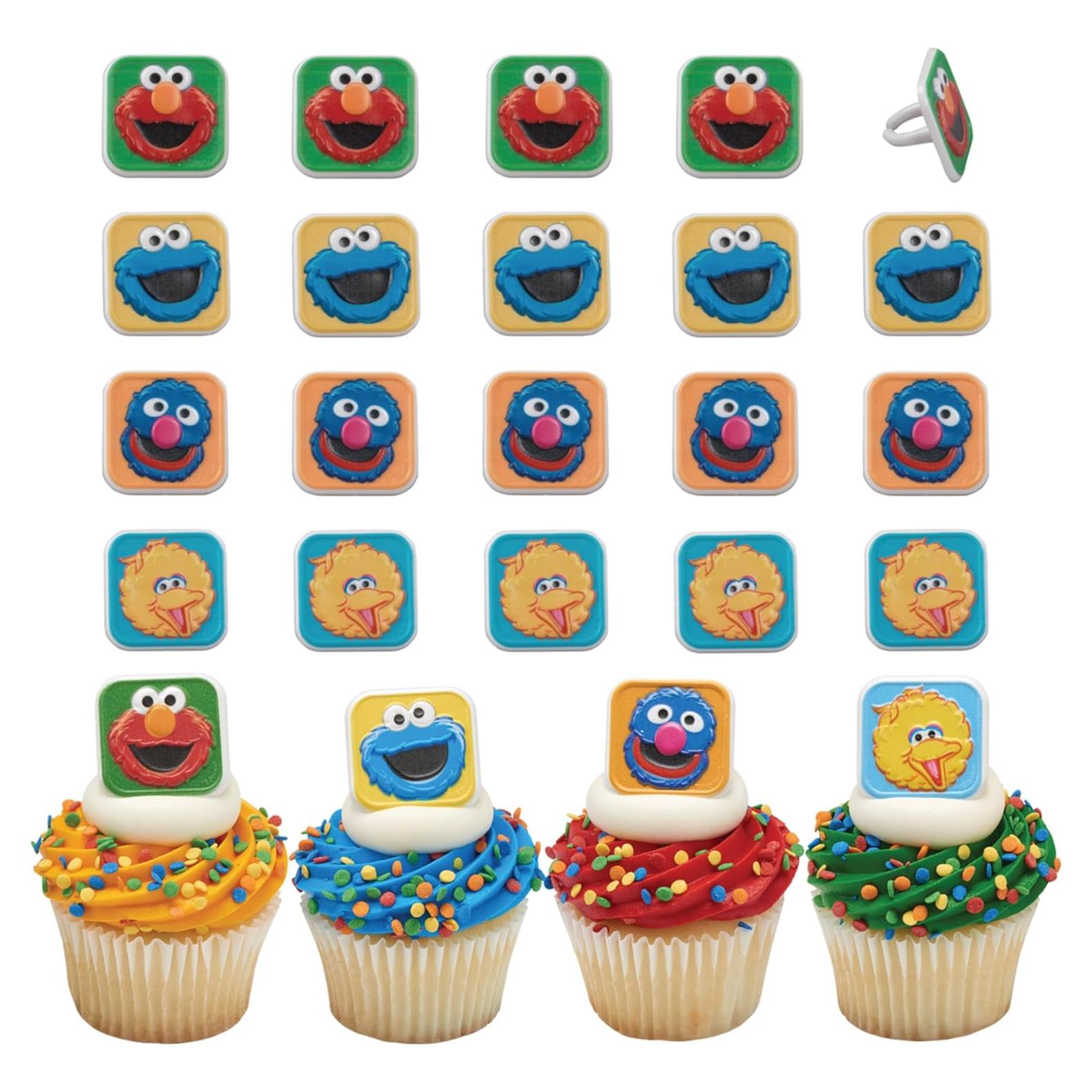 Anillos para Cupcakes Plaza Sésamo DecoPac - 24 Adornos Coloridos