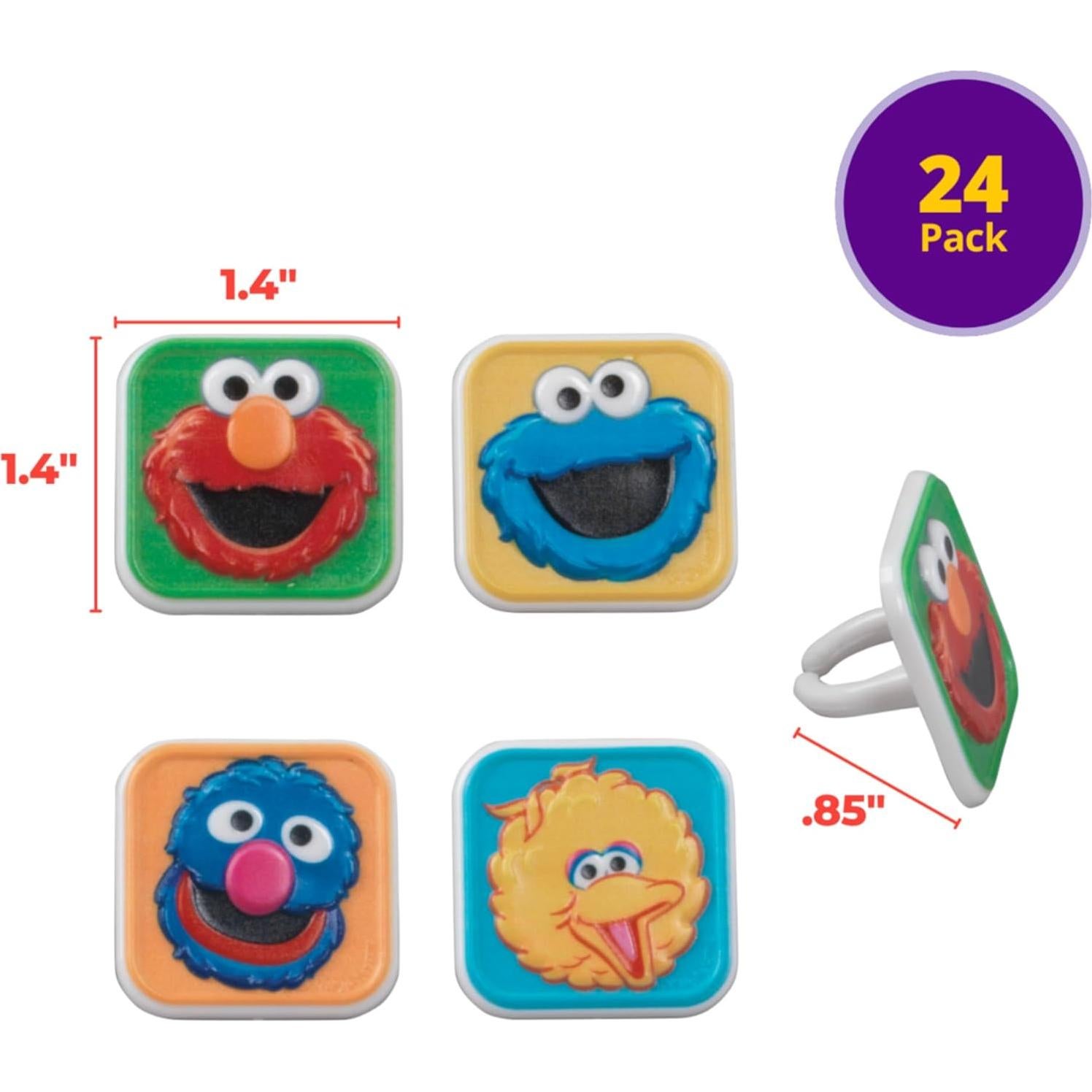 Anillos para Cupcakes Plaza Sésamo DecoPac - 24 Adornos Coloridos