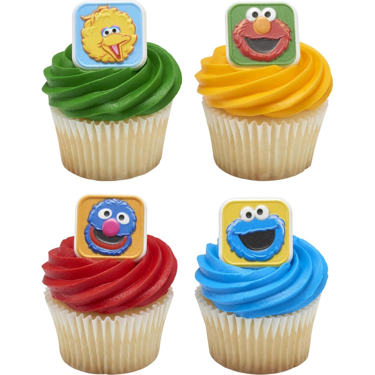 Anillos para Cupcakes Plaza Sésamo DecoPac - 24 Adornos Coloridos