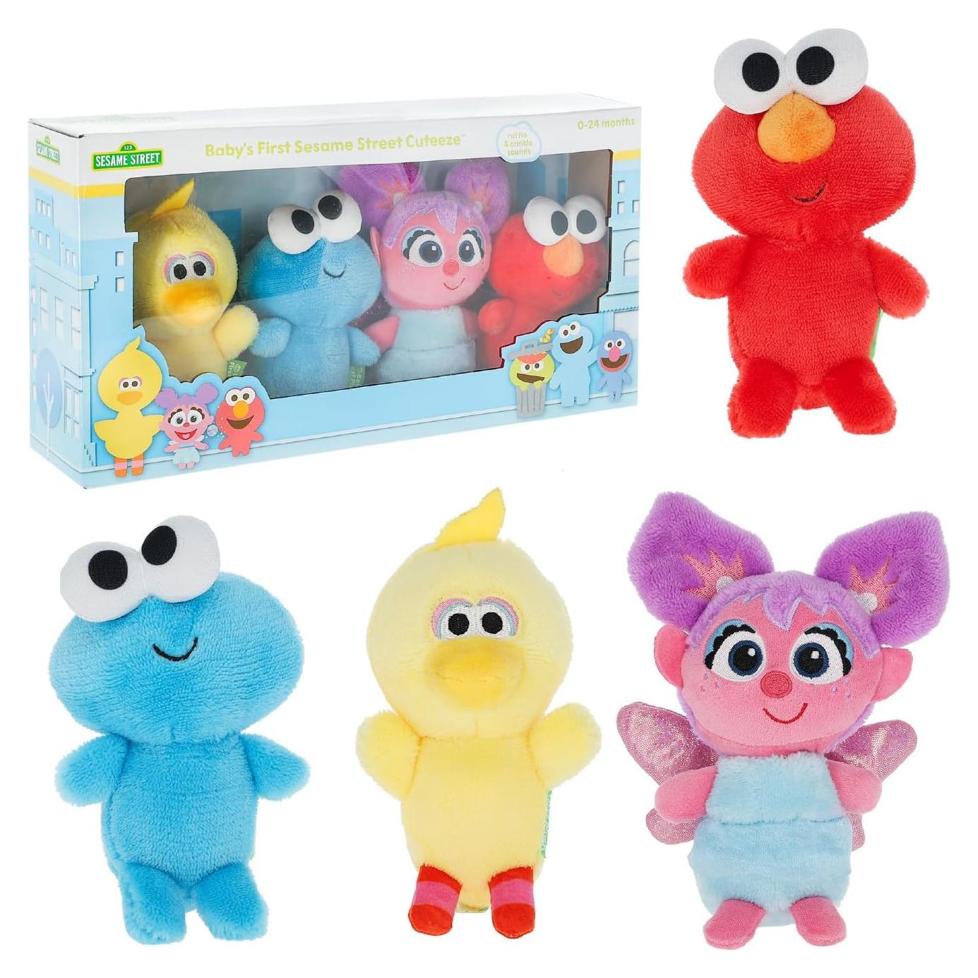 Conjunto de Juguetes de Peluche Sesame Street - Elmo, Cookie Monster, Abby Cadabby y Big Bird - 4 Piezas