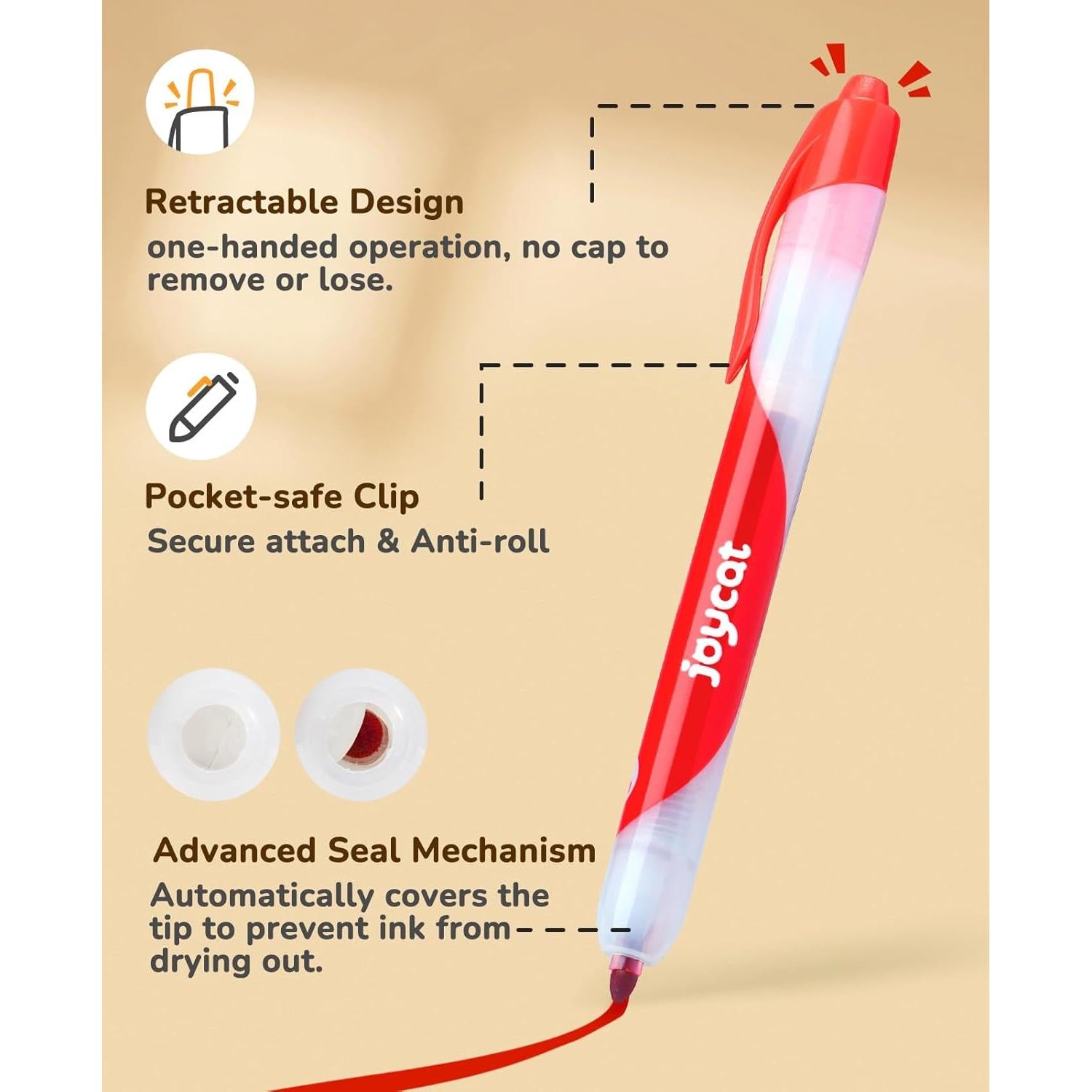 Marcadores Lavables JoyCat Set de 10 Colores para Niños