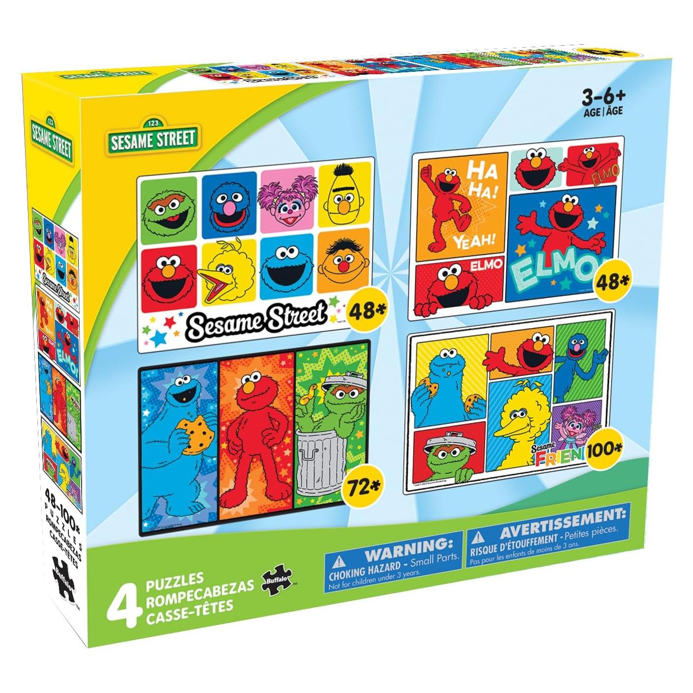 Rompecabezas 4 en 1 Plaza Sésamo Buffalo Games - 48 a 100 Piezas