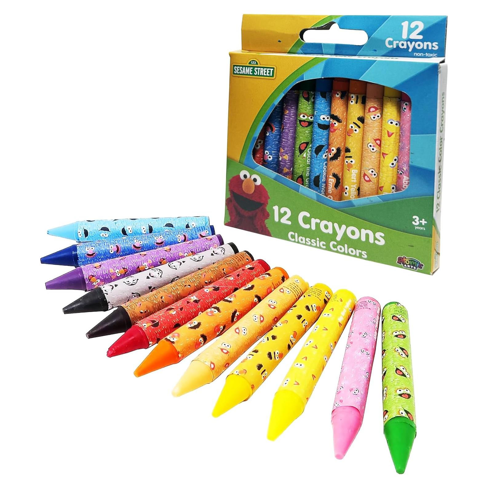 Crayones para Niños Sesame Street 12 Colores No Tóxicos