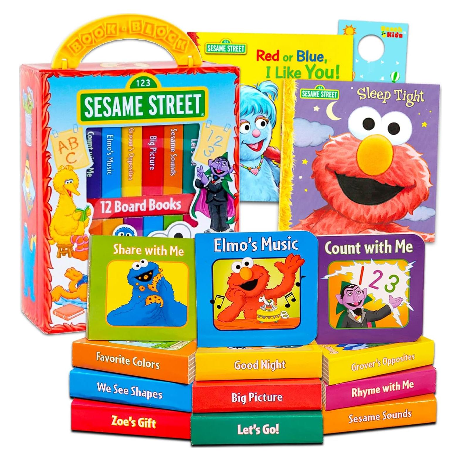 Conjunto de 12 Libros de Cartón Plaza Sésamo para Niños