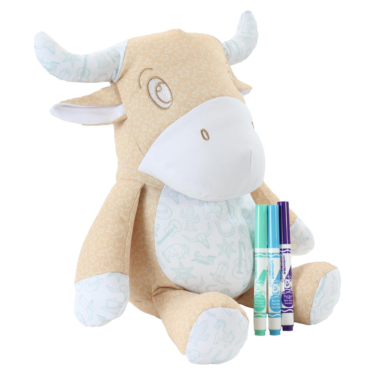 Peluche Vaca Crayola Color Me Plush con 3 Marcadores Lavables