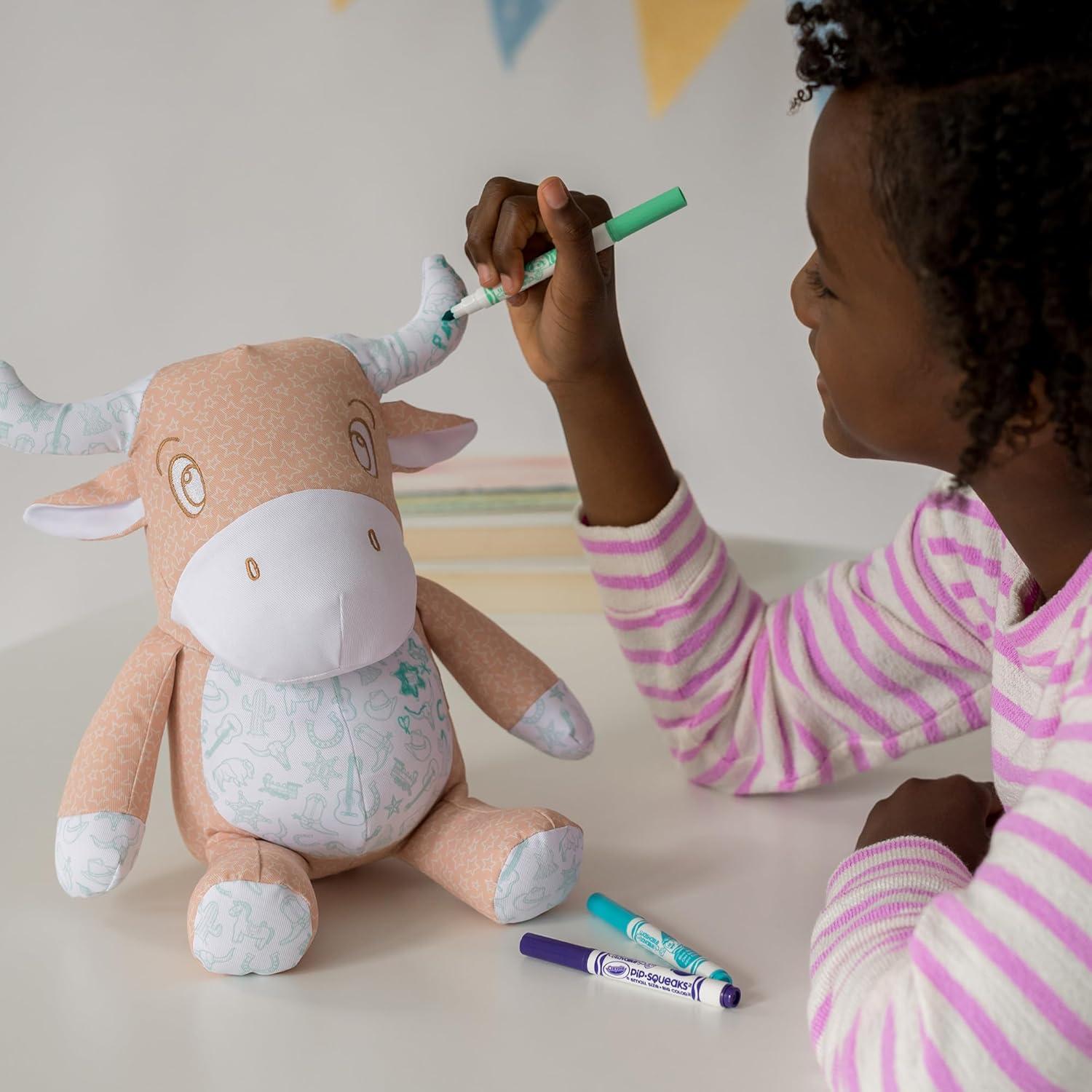 Peluche Vaca Crayola Color Me Plush con 3 Marcadores Lavables
