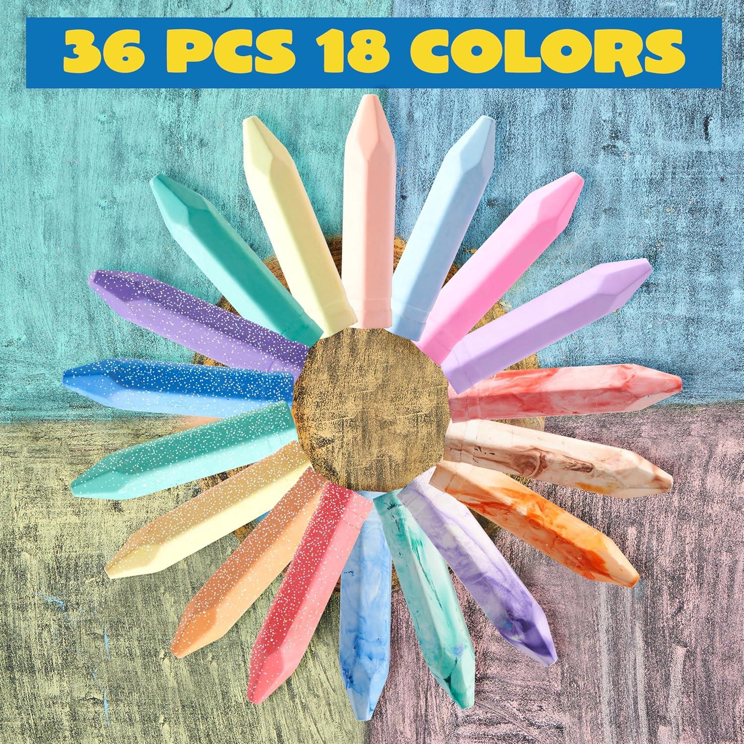 Set de 36 Tizas de Acera Lavables JOYIN 18 Colores