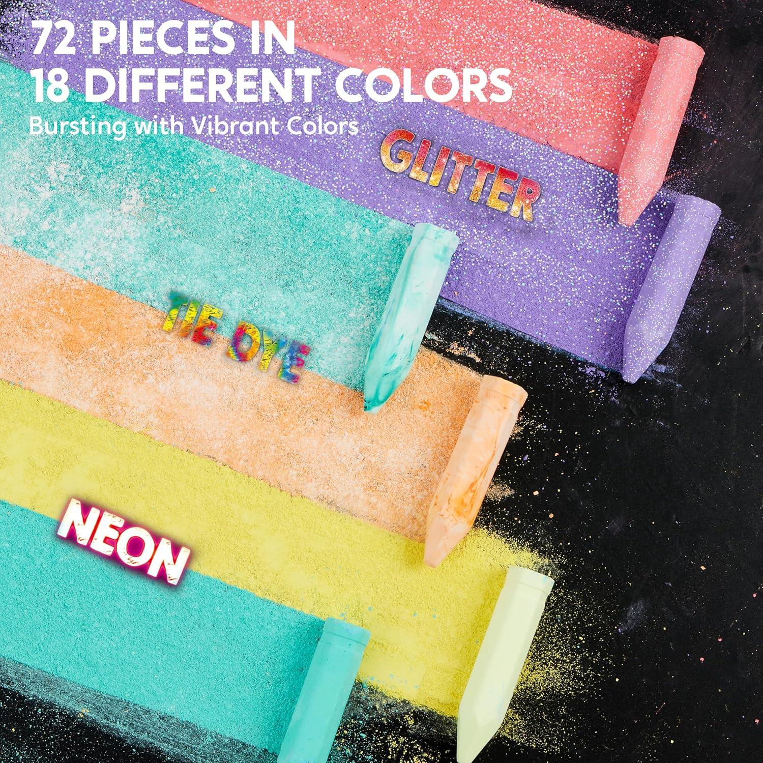 Juego de Tizas Lavables JOYIN 72 Piezas 18 Colores