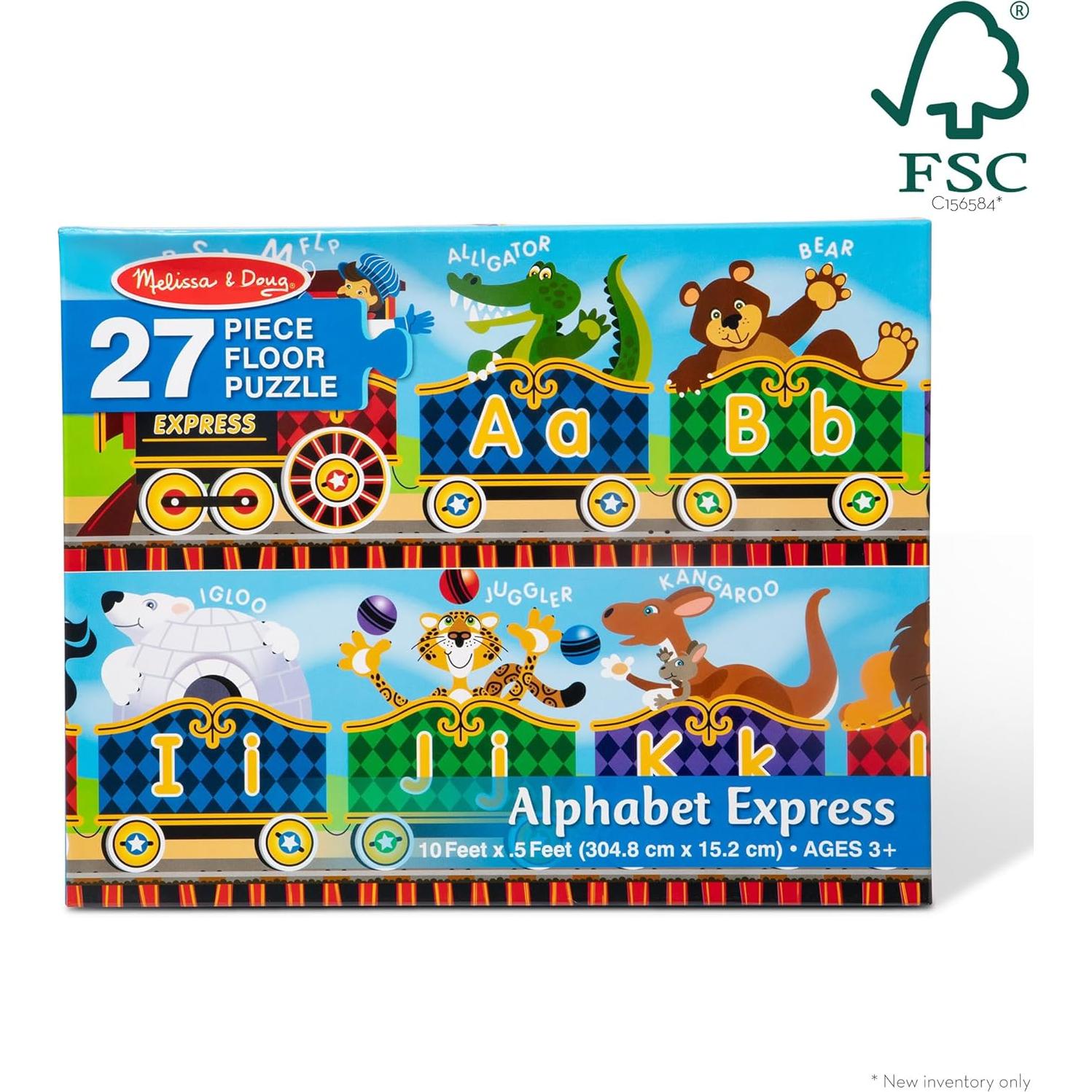 Rompecabezas de Piso Jumbo Melissa & Doug Expreso del Alfabeto 27 Piezas