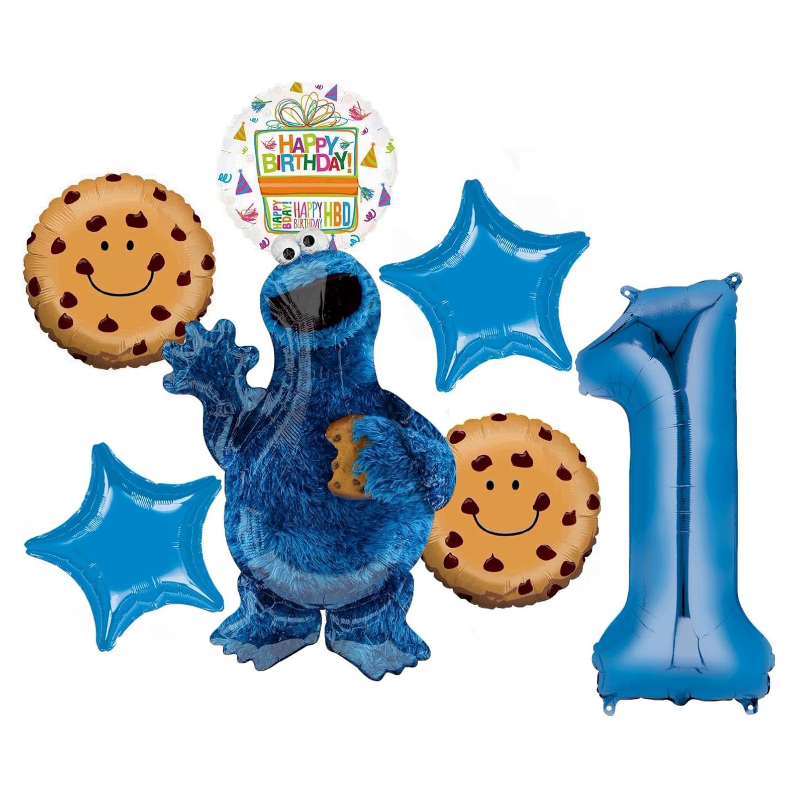 Globos de Cumpleaños Monstruo de las Galletas Anagram 1er Cumpleaños