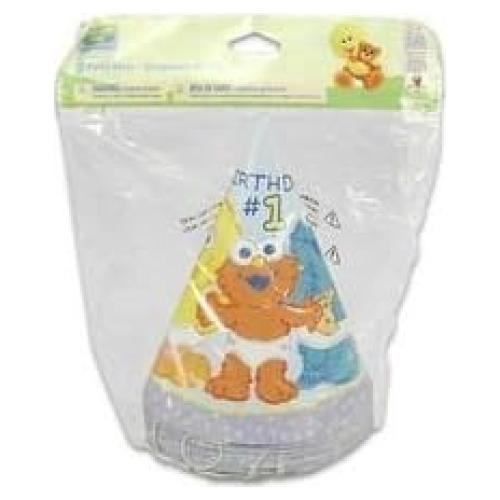 Sombreros de Fiesta Sesame Street 1er Cumpleaños - Set 8 Pzas