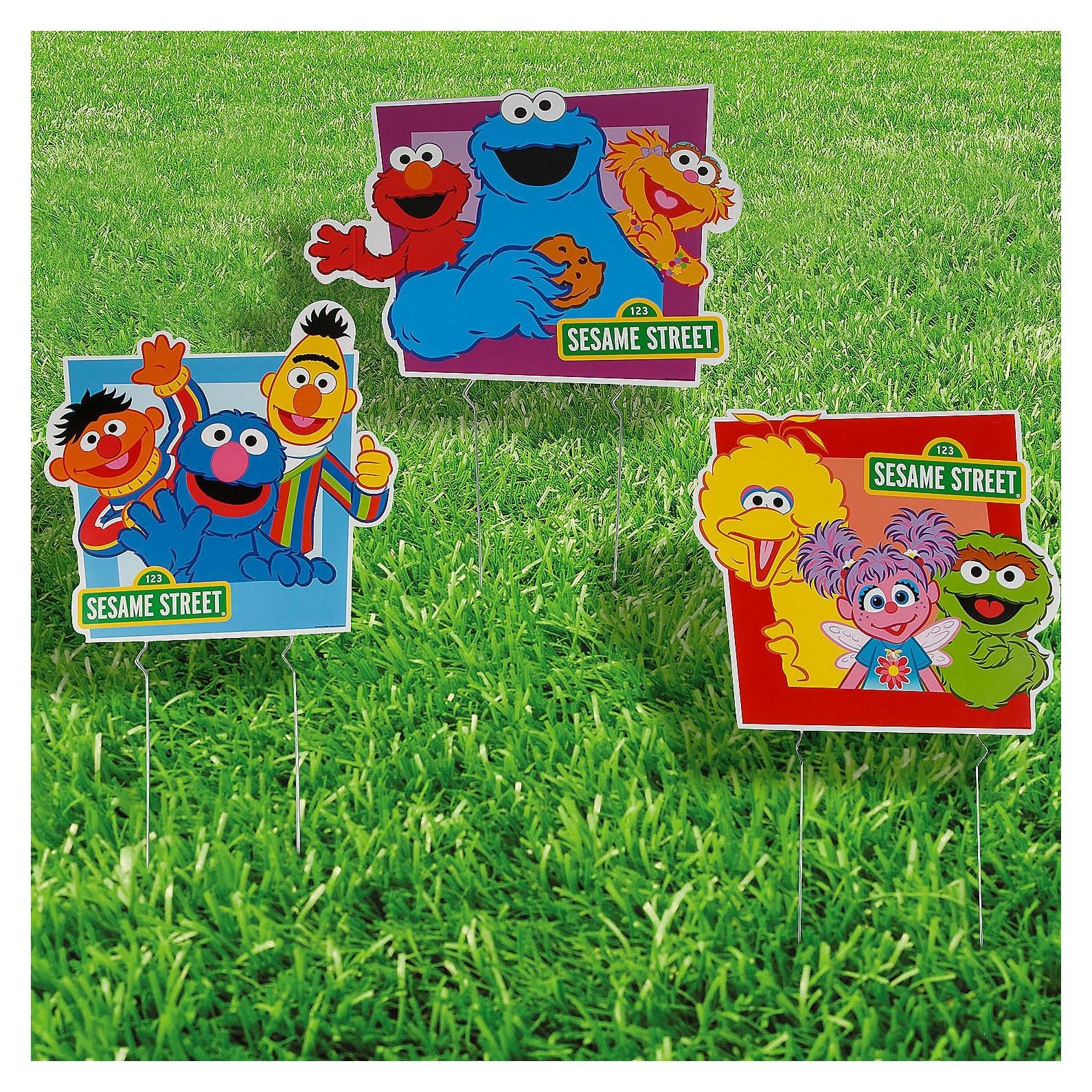 Carteles de Plaza Sésamo de Plástico - 3 Piezas 41.91x40.64 cm