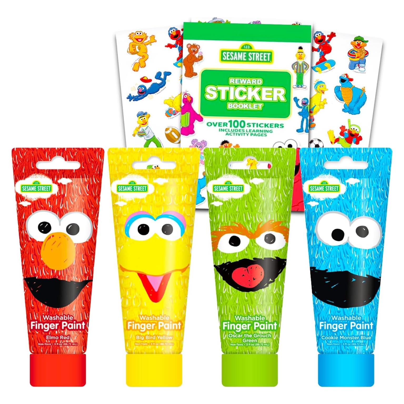 Juego de Pintura con Dedos Plaza Sésamo - 4 Colores Lavables