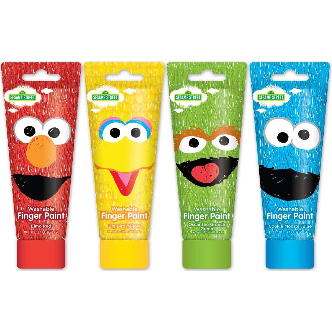 Juego de Pintura con Dedos Plaza Sésamo - 4 Colores Lavables
