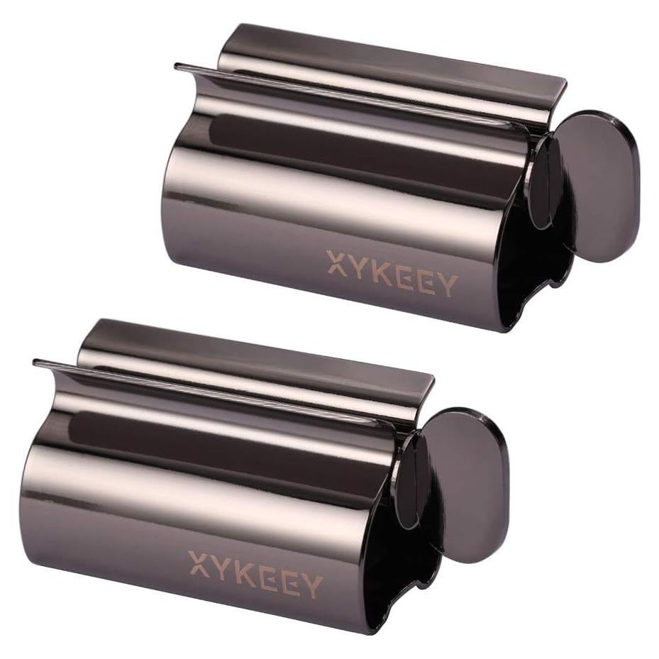 Exprimidor de Tubos de Pasta de Dientes XYKEEY - Juego de 2 Soportes de Metal