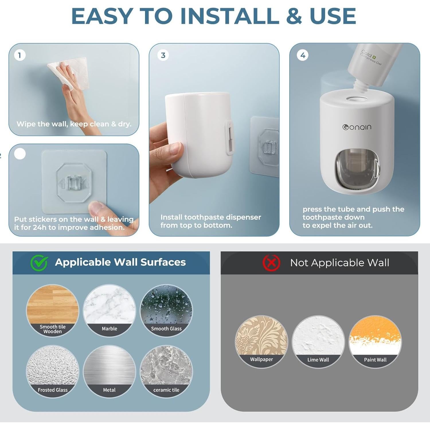 Dispensador Automático de Pasta de Dientes VNYIFAN Blanco