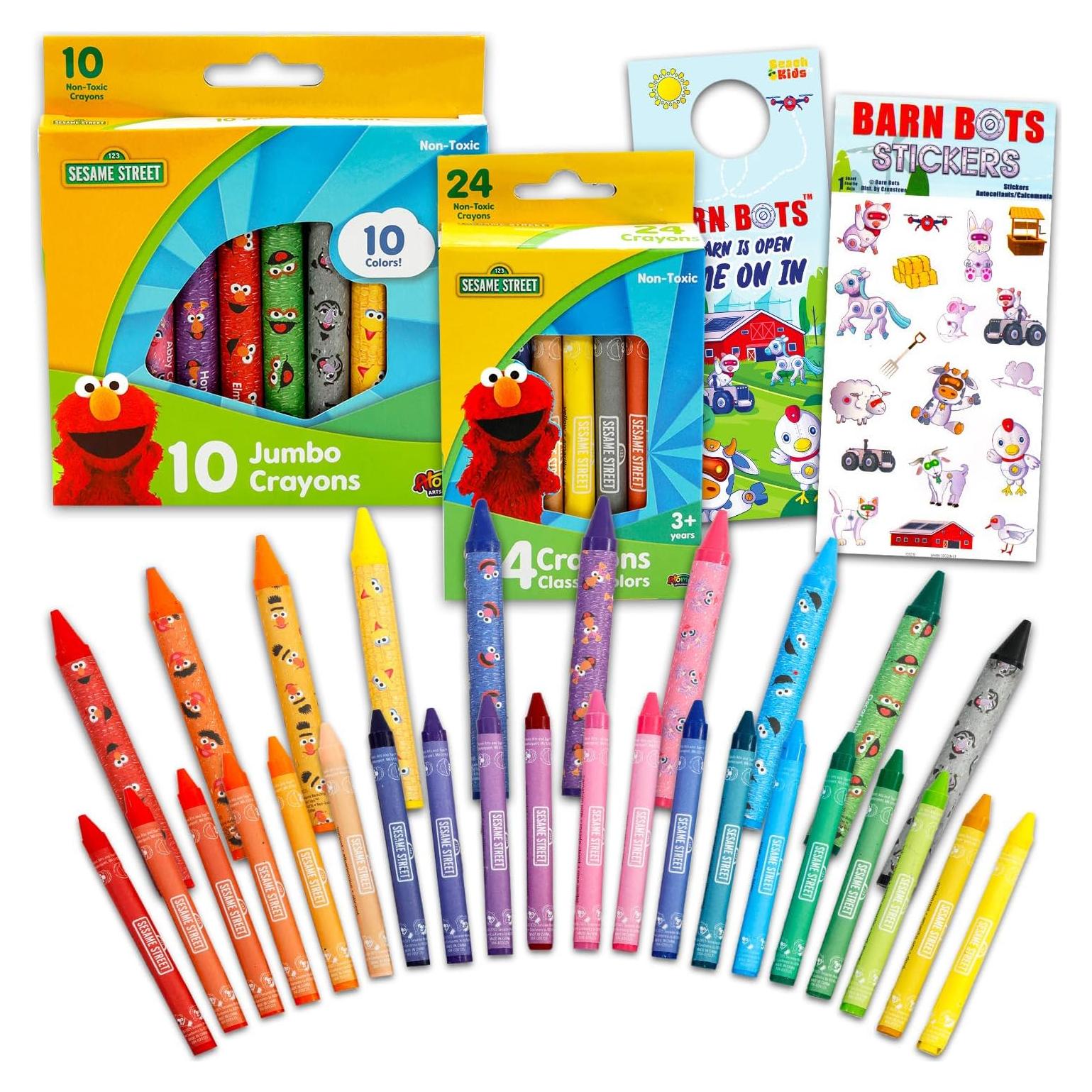 Set de Crayones Jumbo Plaza Sésamo - 34 Piezas para Niños